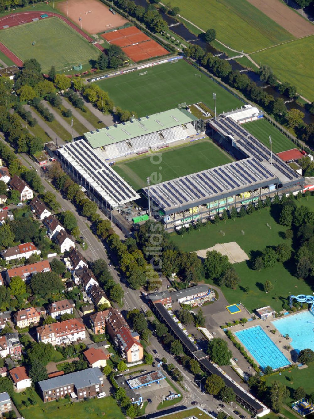 Luftaufnahme Freiburg - Badenova Stadion in Freiburg, Baden-Württemberg