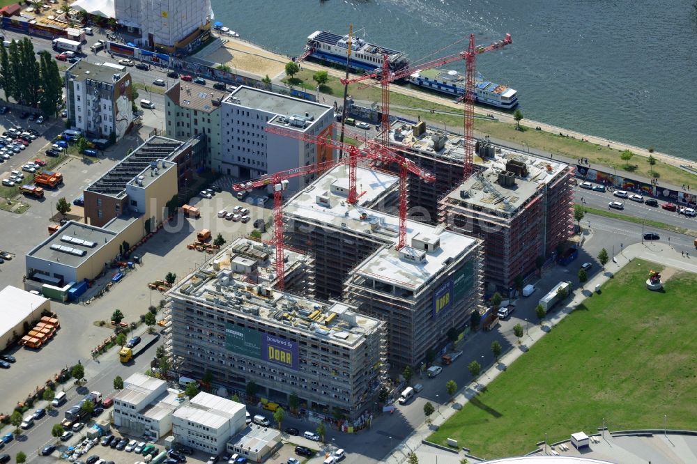 Luftaufnahme Berlin - Baustelle zum Neubau eines Hotel- und Bürocampus auf dem Anschutz Areal im Ortsteil Friedrichshain in Berlin