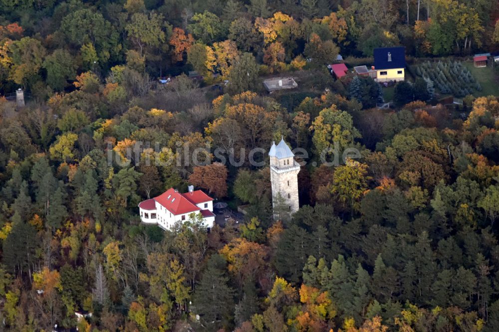 Luftaufnahme Arnstadt - Bauwerk des Aussichtsturmes Alteburg in Arnstadt im Bundesland Thüringen, Deutschland