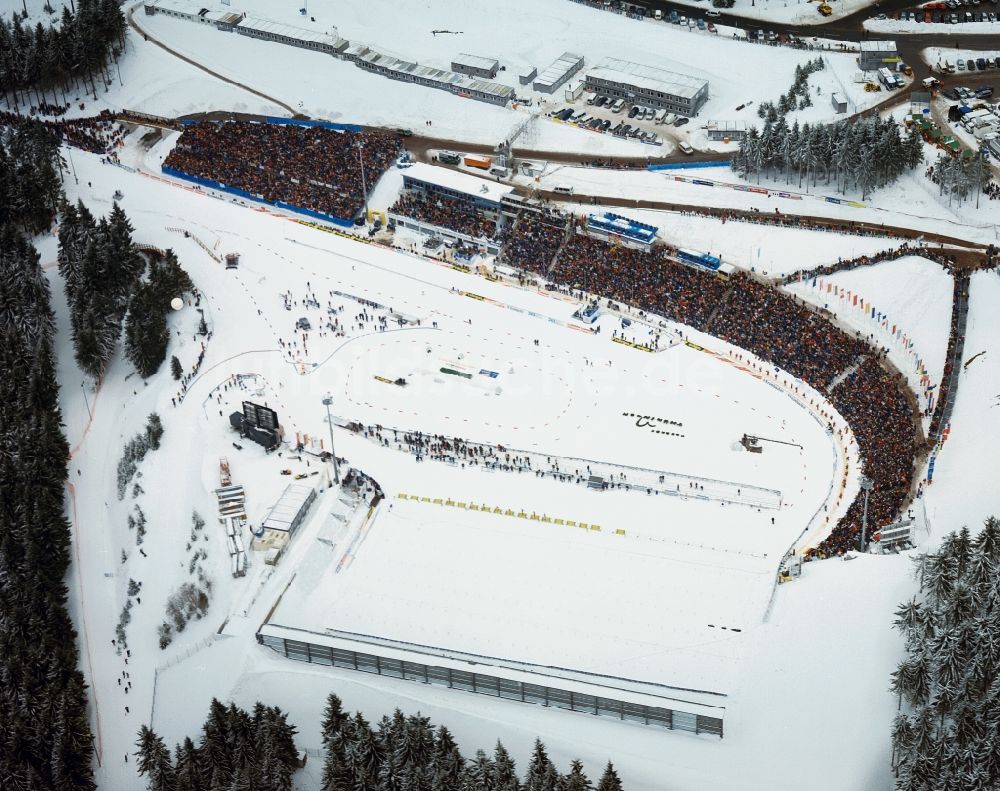 Oberhof von oben - Biathlon-Weltmeisterschaften im thüringischen Oberhof