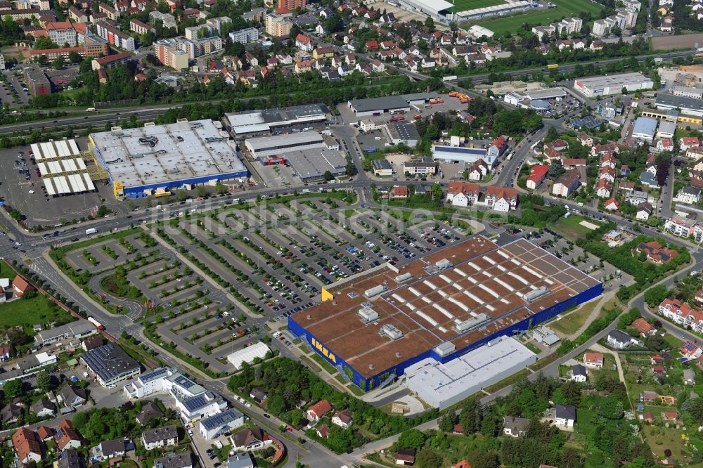 Luftbild Fürth - Gebäude des Einkaufszentrum IKEA Einrichtungshaus in Fürth im Bundesland Bayern