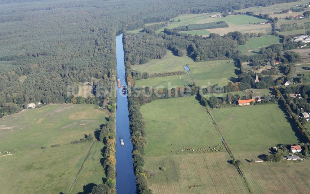 Kreuzbruch aus der Vogelperspektive: Kanalverlauf und Uferbereiche Oder-Havel-Kanal in Kreuzbruch im Bundesland Brandenburg