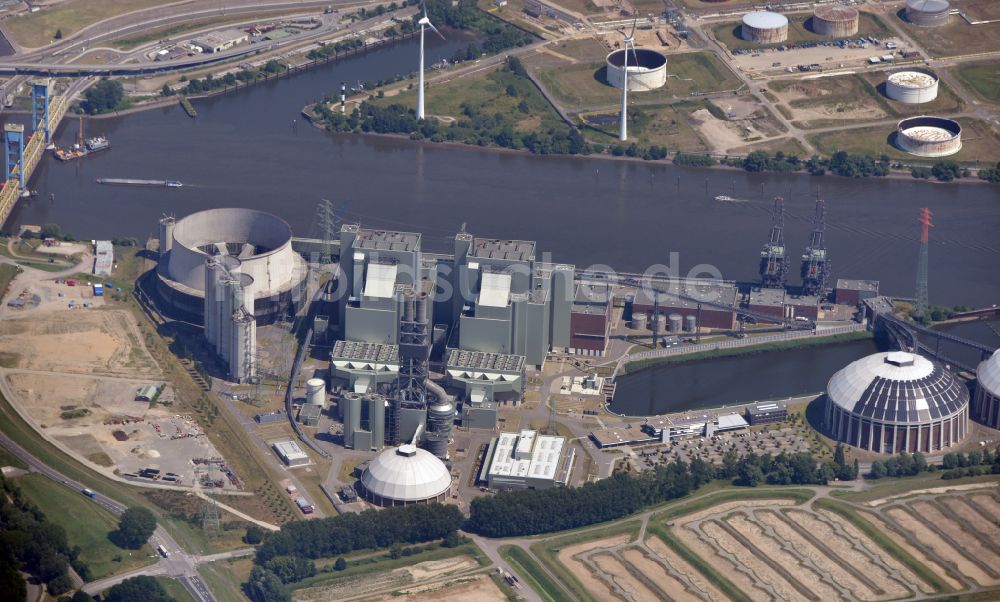 Luftaufnahme Hamburg - Kraftwerksanlagen des Heizkraftwerkes Vattenfall Tiefstack in Hamburg Moorburg, Deutschland
