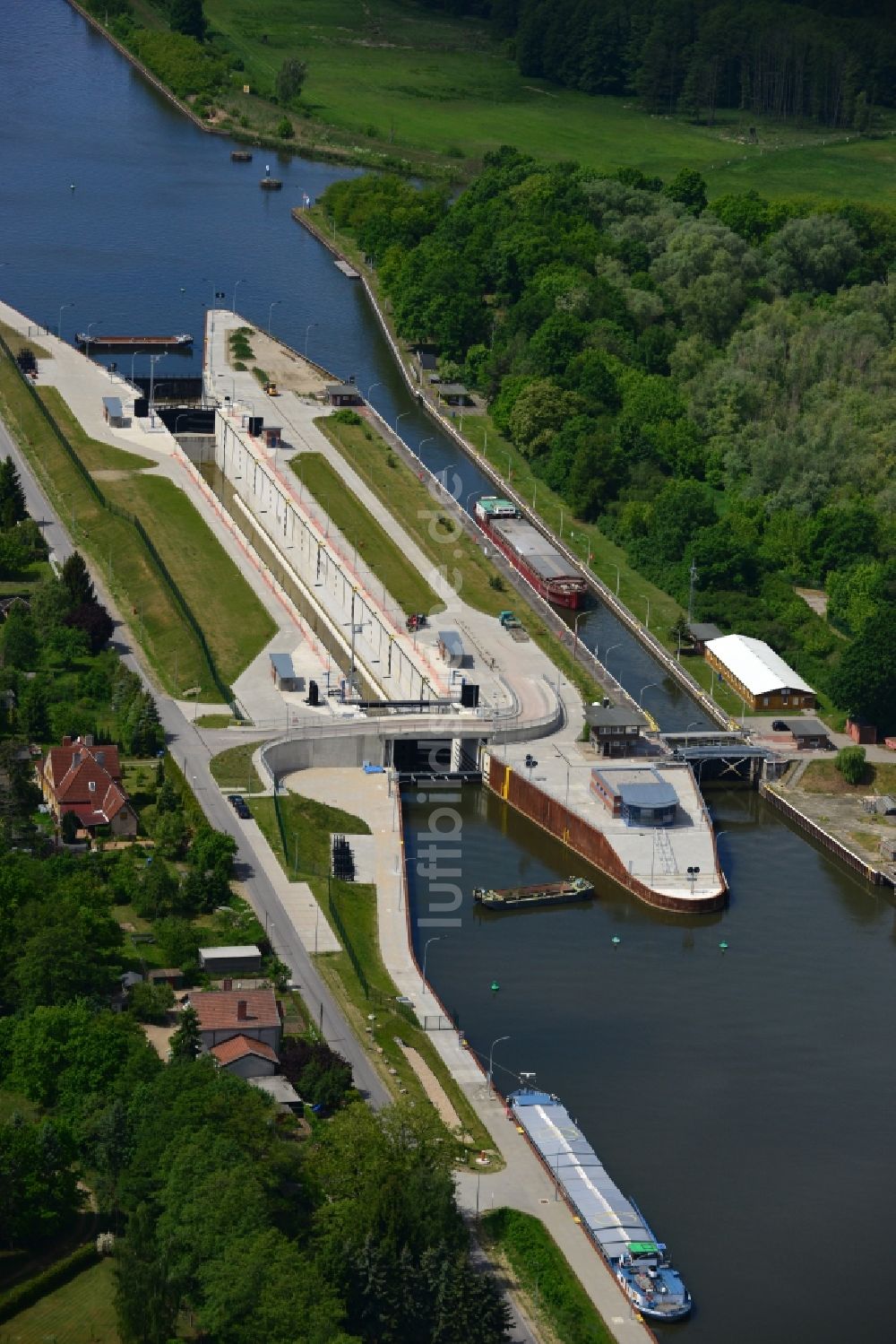 Luftaufnahme Wusterwitz - Schleuse Wusterwitz am Elbe-Havel-Kanal im Bundesland Brandenburg