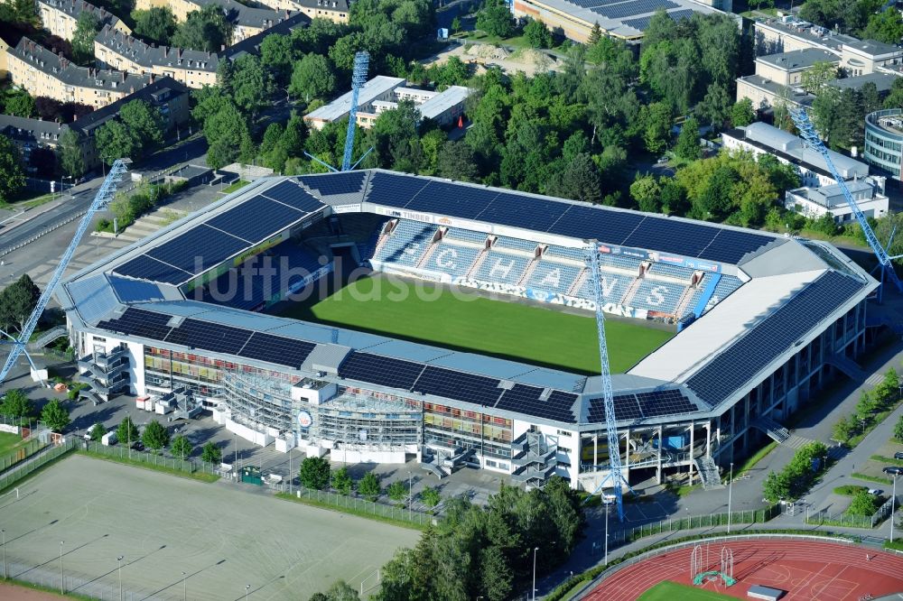 Rostock aus der Vogelperspektive: Sportstätten-Gelände der Arena des Stadion in Rostock im Bundesland Mecklenburg-Vorpommern