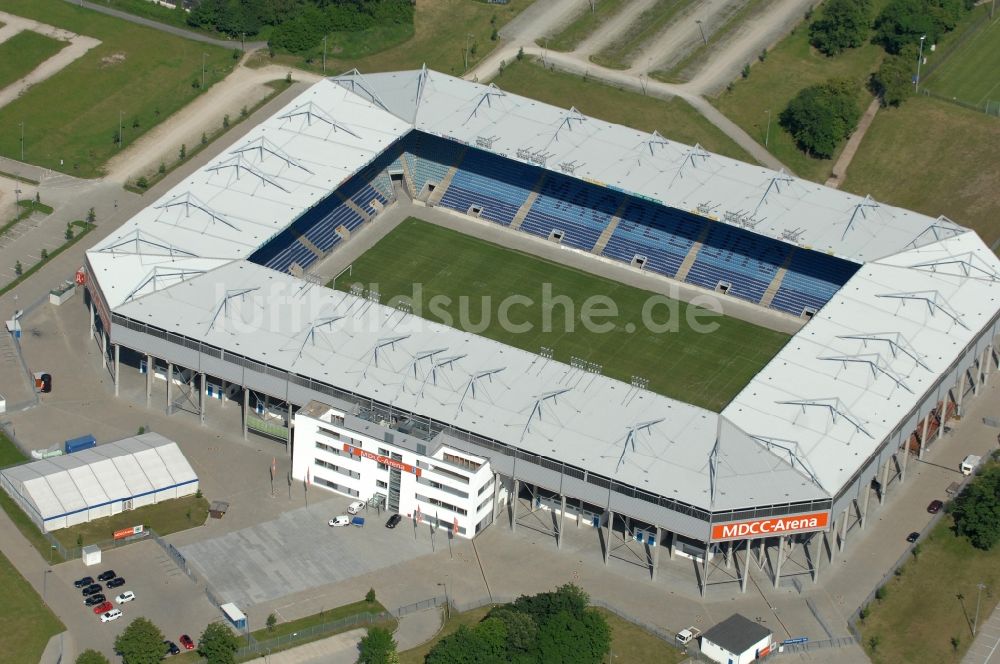 Magdeburg aus der Vogelperspektive: Sportstätten-Gelände der MDCC-Arena in Magdeburg im Bundesland Sachsen-Anhalt