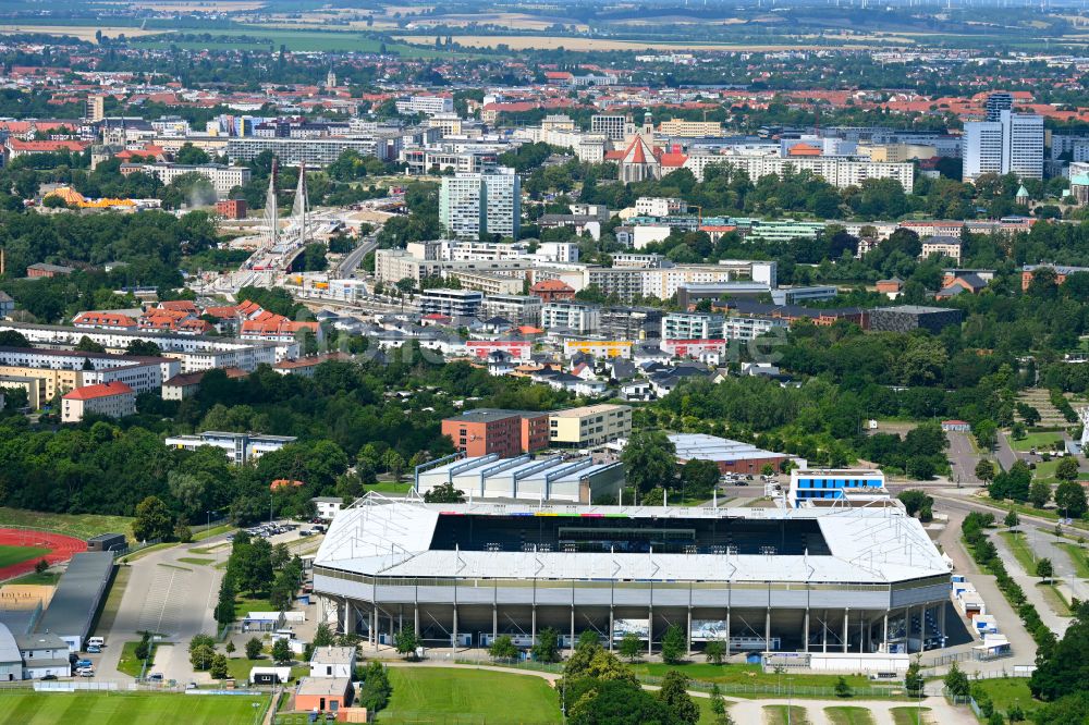 Magdeburg aus der Vogelperspektive: Sportstätten-Gelände der MDCC-Arena in Magdeburg im Bundesland Sachsen-Anhalt