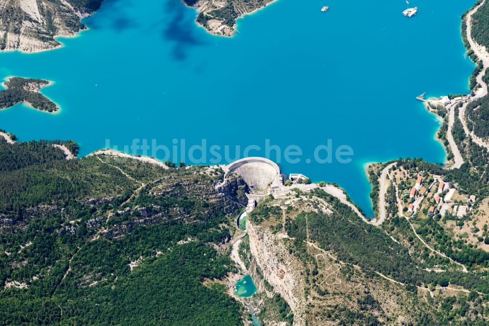 Luftaufnahme Demandolx - Talsperren - Staudamm und Stausee in Demandolx in Provence-Alpes-Cote d'Azur, Frankreich