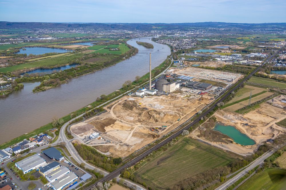 Mülheim-Kärlich von oben - Abriß des AKW - KKW Kernkraftwerk in Mülheim-Kärlich im Bundesland Rheinland-Pfalz, Deutschland