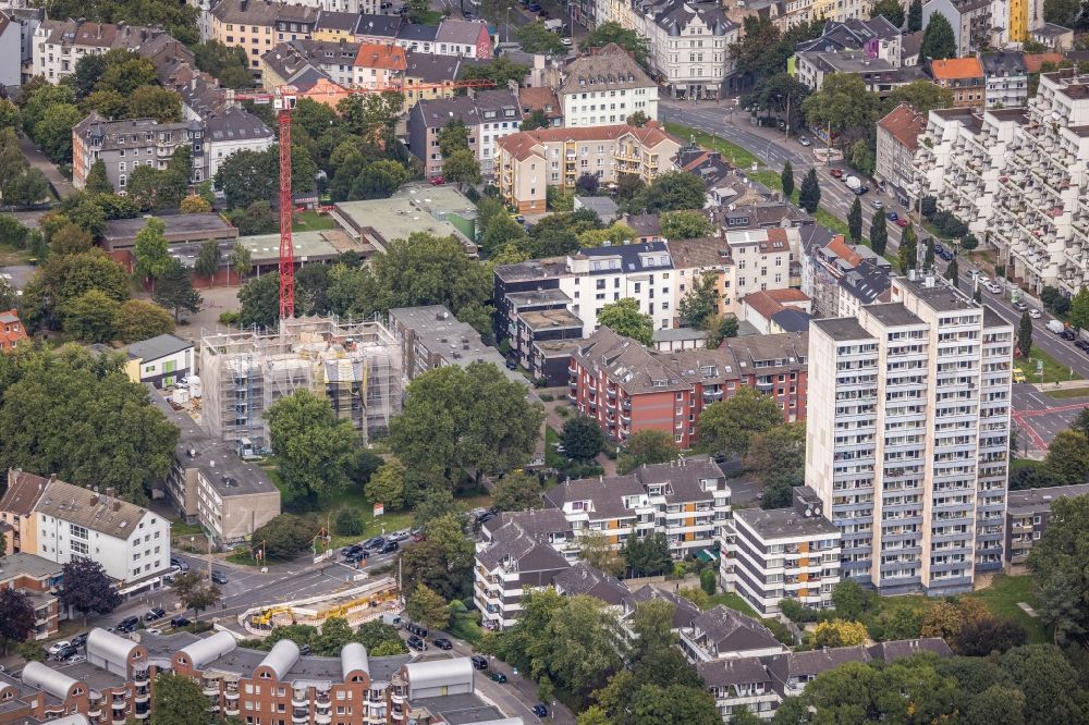 Luftaufnahme Dortmund - Abriß- Baustelle zum Rückbau des Hochhaus- Gebäude im Ortsteil Nordmarkt-Süd in Dortmund im Bundesland Nordrhein-Westfalen, Deutschland