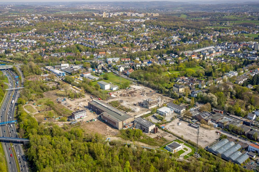 Luftbild Bochum - Abrissarbeiten auf dem ehemaligen Gelände des ehemaligen RWE-Kraftwerk im Ortsteil Wiemelhausen in Bochum im Bundesland Nordrhein-Westfalen, Deutschland