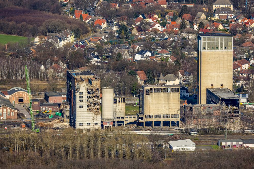 Gelsenkirchen von oben - Abrissarbeiten auf dem Gelände der DSK Bergwerk Lippe im Ortsteil Westerhold in Gelsenkirchen im Bundesland Nordrhein-Westfalen, Deutschland