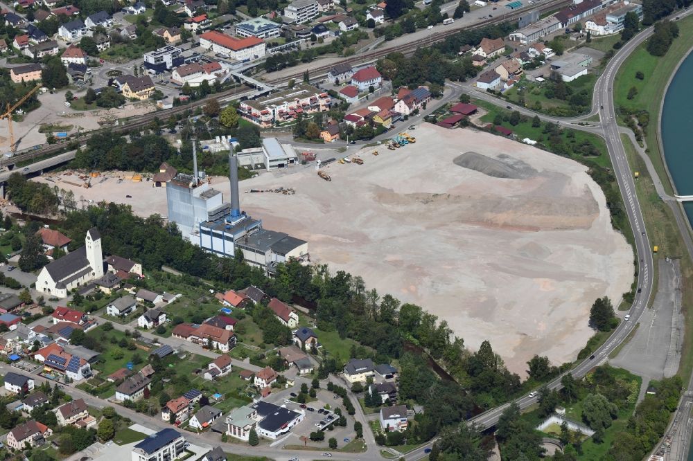 Luftbild Albbruck - Abrißarbeiten auf dem Gelände der Industrie- Ruine ehemals Papierfabrik Albbruck in Albbruck im Bundesland Baden-Württemberg, Deutschland