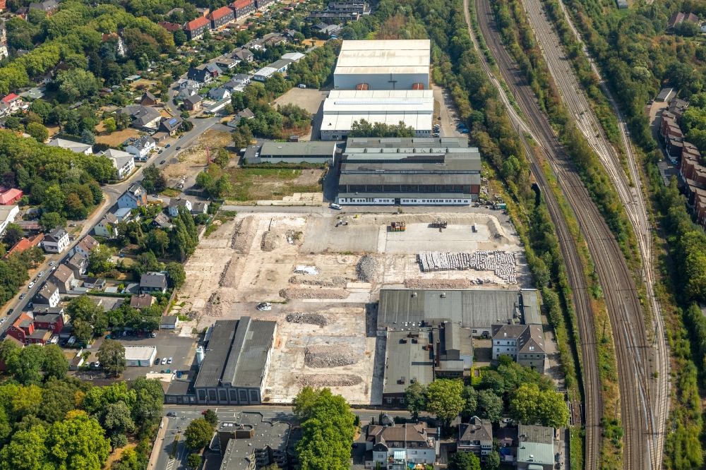 Luftbild Herne - Abrißarbeiten auf dem Gelände der Industrie- Ruine entlang der Fabrikstraße in Herne im Bundesland Nordrhein-Westfalen, Deutschland