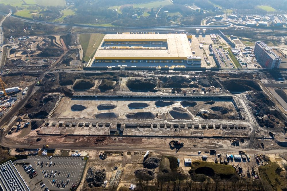 Bochum aus der Vogelperspektive: Abrißarbeiten auf dem Gelände der Industrie- Ruine am Opelring in Bochum im Bundesland Nordrhein-Westfalen, Deutschland