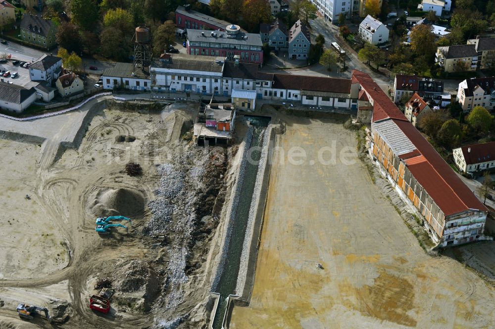 Luftbild Dachau - Abrißarbeiten auf dem Gelände der Industrie- Ruine der MD - Papierfabrik in Dachau im Bundesland Bayern, Deutschland