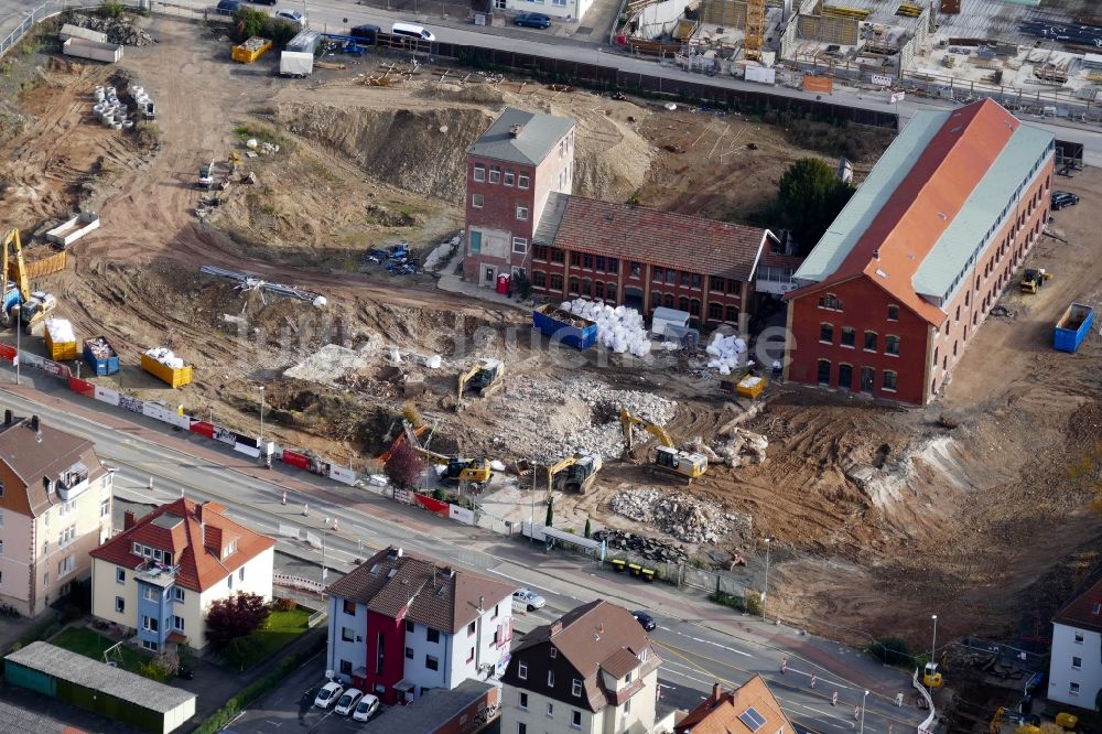Luftbild Göttingen - Abrißarbeiten auf dem Gelände der Industrie- Ruine der Sartorius AG im Ortsteil Weende in Göttingen im Bundesland Niedersachsen, Deutschland