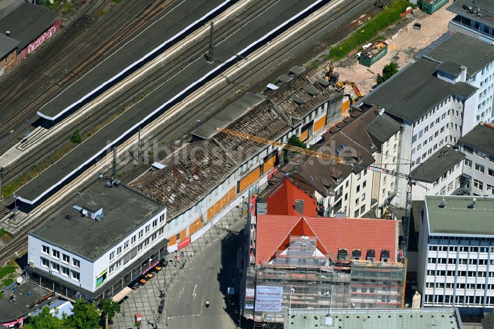 Luftbild Bielefeld - Abrißfläche der Bürohaus- Gebäude an der Bahnhofstraße in Bielefeld im Bundesland Nordrhein-Westfalen, Deutschland