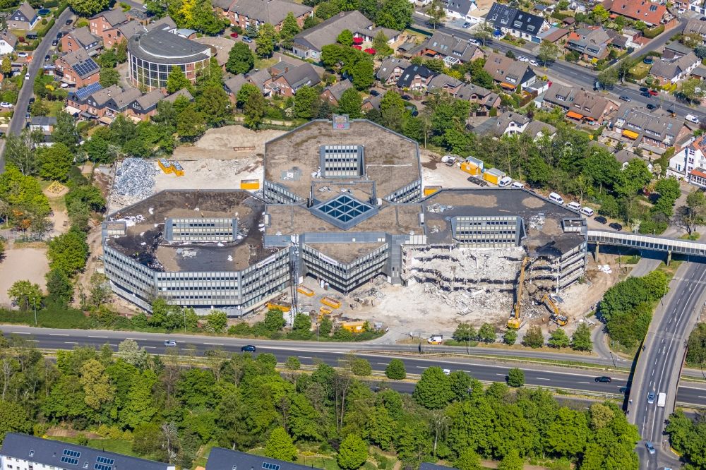 Luftaufnahme Düsseldorf - Abrißfläche der Bürohaus- Gebäude Deiker Höfe im Ortsteil Stockum in Düsseldorf im Bundesland Nordrhein-Westfalen, Deutschland