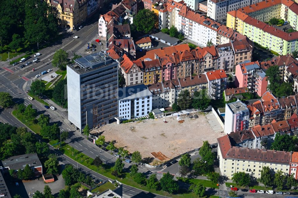 Nürnberg aus der Vogelperspektive: Abrißfläche der Bürohaus- Gebäude Hainstraße - Baaderstraße in Nürnberg im Bundesland Bayern, Deutschland