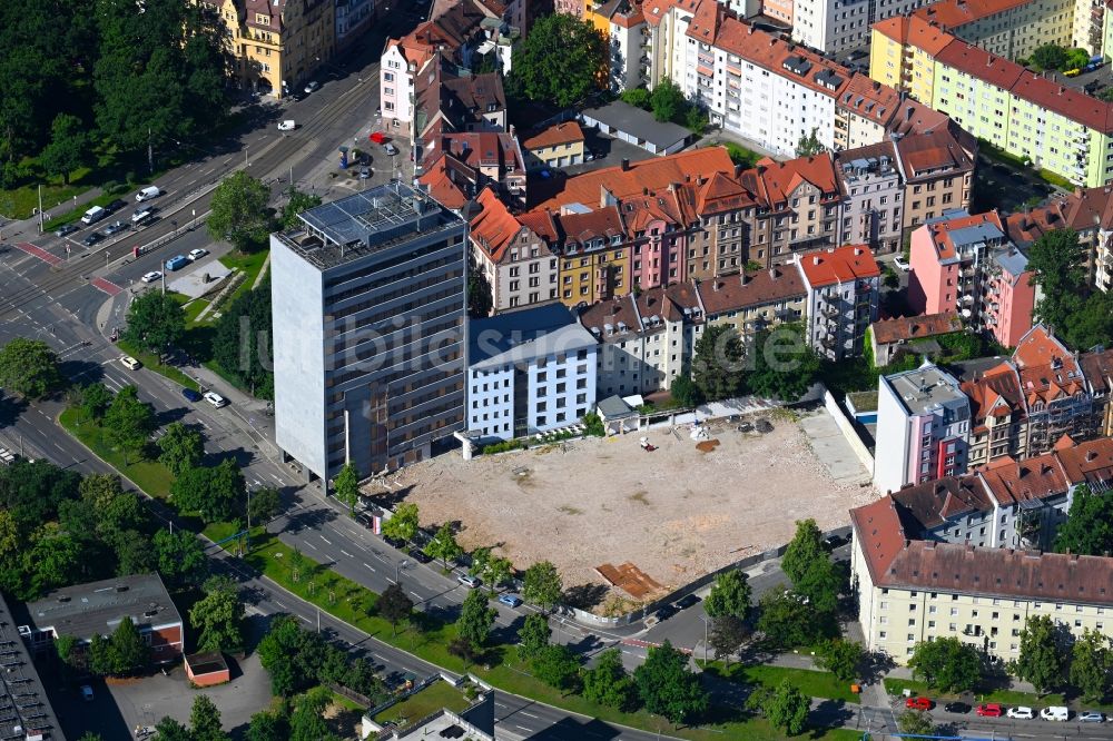 Luftbild Nürnberg - Abrißfläche der Bürohaus- Gebäude Hainstraße - Baaderstraße in Nürnberg im Bundesland Bayern, Deutschland