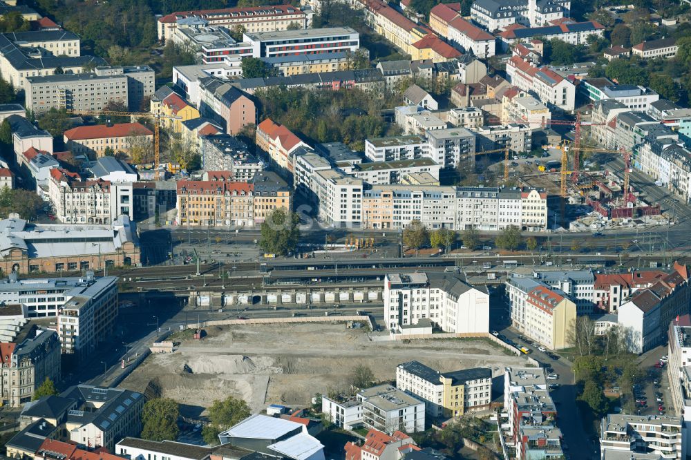 Luftaufnahme Dresden - Abrißfläche der Bürohaus- Gebäude an der Könneritzstraße - Jahnstraße - Schützengasse in Dresden im Bundesland Sachsen, Deutschland