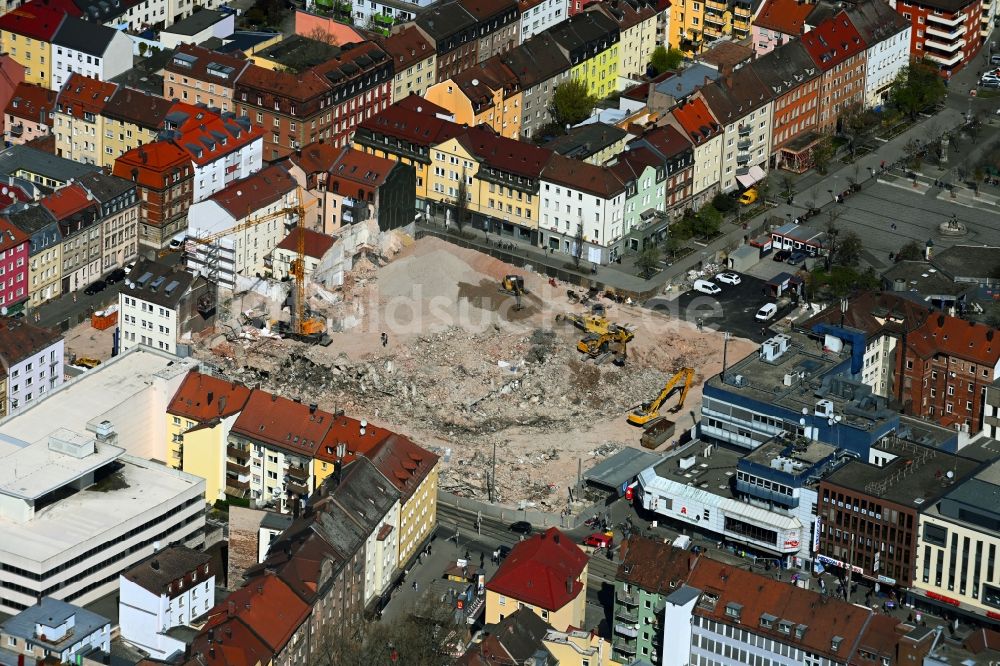 Luftbild Nürnberg - Abrissfläche des ehemaligen Kaufhaus- Gebäudes im Ortsteil Galgenhof in Nürnberg im Bundesland Bayern, Deutschland