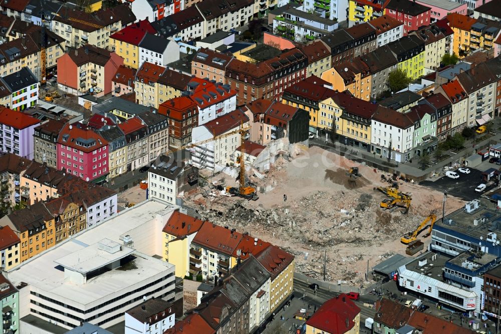 Luftaufnahme Nürnberg - Abrissfläche des ehemaligen Kaufhaus- Gebäudes im Ortsteil Galgenhof in Nürnberg im Bundesland Bayern, Deutschland