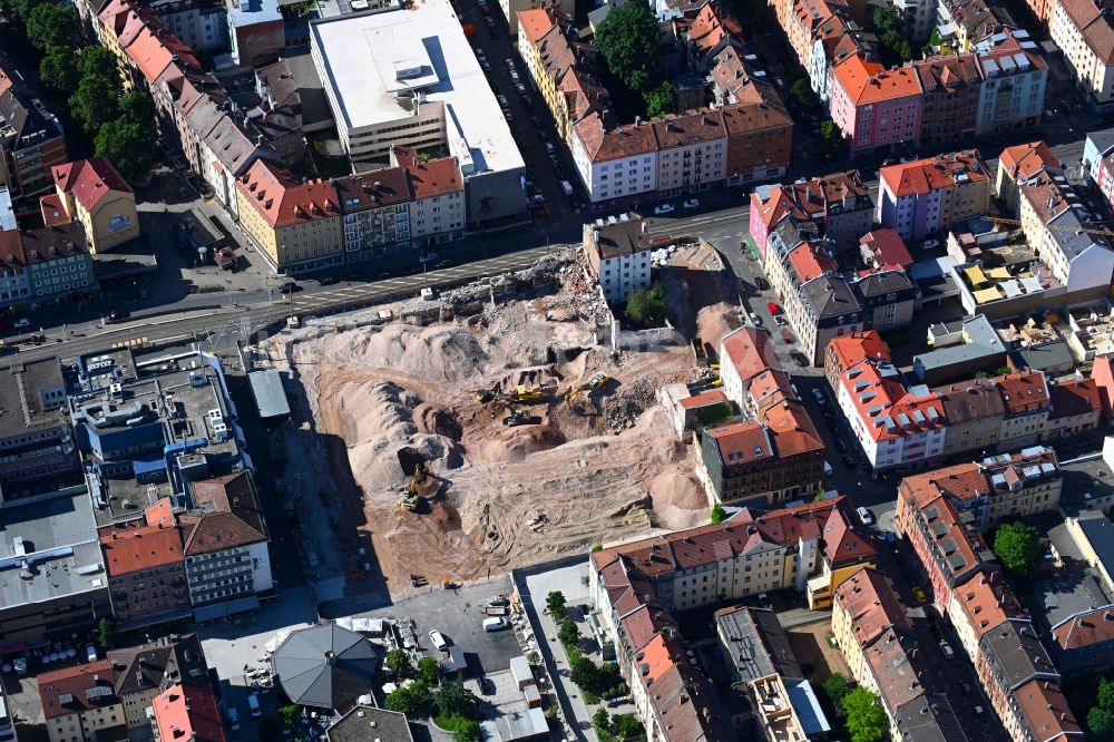 Luftbild Nürnberg - Abrissfläche des ehemaligen Kaufhaus- Gebäudes im Ortsteil Galgenhof in Nürnberg im Bundesland Bayern, Deutschland