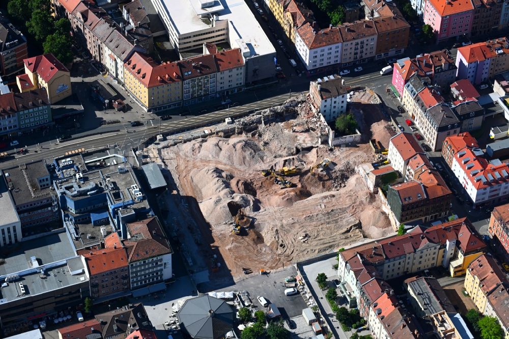 Luftaufnahme Nürnberg - Abrissfläche des ehemaligen Kaufhaus- Gebäudes im Ortsteil Galgenhof in Nürnberg im Bundesland Bayern, Deutschland