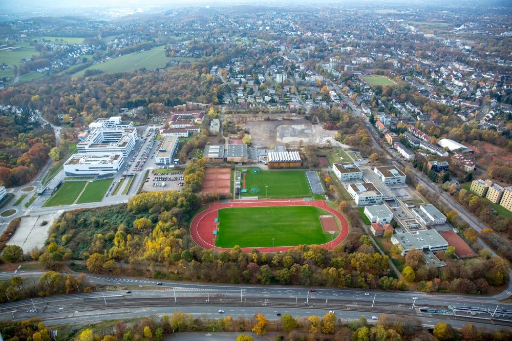 Luftbild Bochum - Abrißfläche des ehemaligen Schul- Gebäude der Erich-Kästner-Schule in Bochum im Bundesland Nordrhein-Westfalen