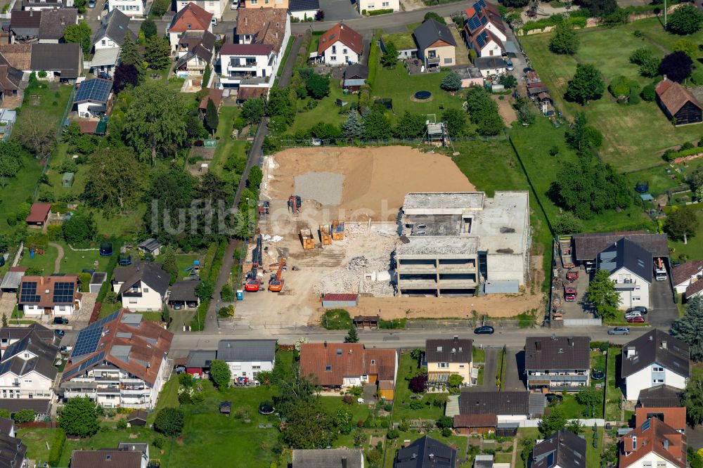 Luftbild Rheinhausen - Abrissfläche des Gebäudes der Grundschule Rheinhausen in Rheinhausen im Bundesland Baden-Württemberg, Deutschland