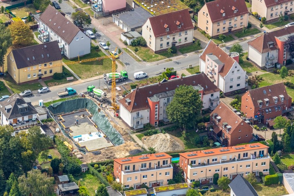Lünen von oben - Abrissfläche des Mehrfamilienhaus - Gebäudes an der Graf-Haeseler-Straße in Lünen im Bundesland Nordrhein-Westfalen, Deutschland