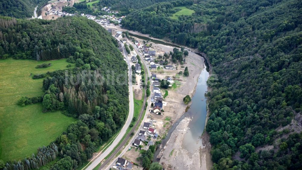 Luftbild Ahrbrück - Ahrbrück nach der Hochwasserkatastrophe im Ahrtal diesen Jahres im Bundesland Rheinland-Pfalz, Deutschland