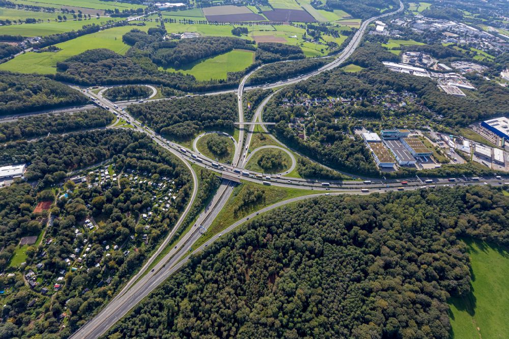 Luftaufnahme Sprockhövel - AK Autobahnkreuz Wuppertal-Nord in Sprockhövel im Ennepe-Ruhr-Kreis ind Nordrhein-Westfalen
