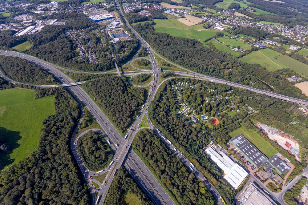 Luftbild Sprockhövel - AK Autobahnkreuz Wuppertal-Nord in Sprockhövel im Ennepe-Ruhr-Kreis ind Nordrhein-Westfalen