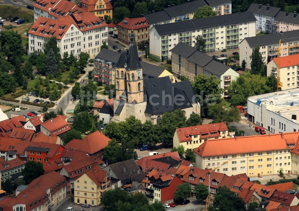 Luftaufnahme Nordhausen - Altstadt von Nordhausen im Bundesland Thüringen mit Dom zum Heiligen Kreuz