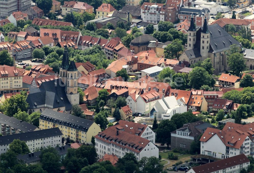Luftaufnahme Nordhausen - Altstadt von Nordhausen im Bundesland Thüringen mit Dom zum Heiligen Kreuz und Museum Flohburg