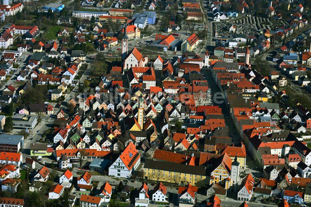 Luftbild Mindelheim - Altstadtbereich und Innenstadt in Mindelheim im Bundesland Bayern, Deutschland