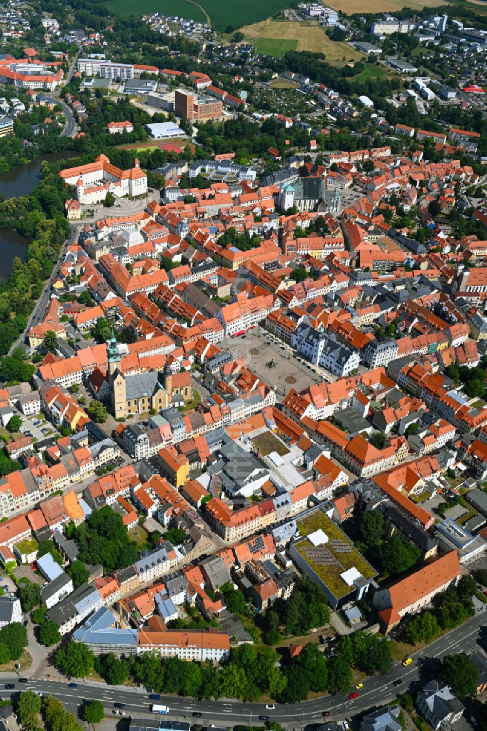 Altstadt von oben - Altstadtbereich und Innenstadtzentrum in Altstadt im Bundesland Sachsen, Deutschland