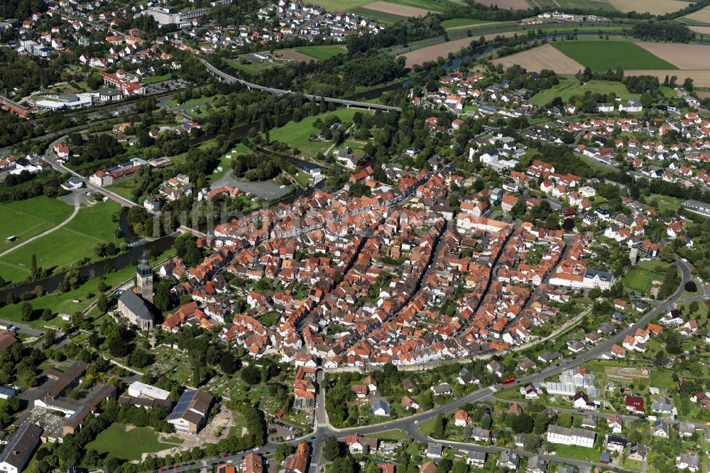 Luftbild Bad Sooden-Allendorf - Altstadtbereich und Innenstadtzentrum in Bad Sooden-Allendorf im Bundesland Hessen, Deutschland