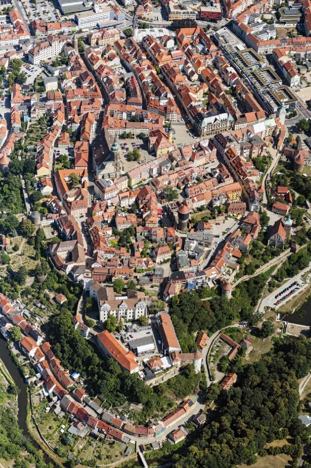 Bautzen aus der Vogelperspektive: Altstadtbereich und Innenstadtzentrum in Bautzen im Bundesland Sachsen, Deutschland