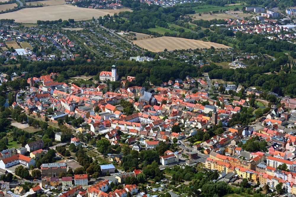 Luftaufnahme Delitzsch - Altstadtbereich und Innenstadtzentrum in Delitzsch im Bundesland Sachsen, Deutschland