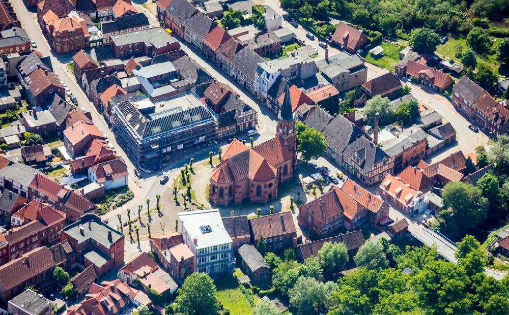 Luftaufnahme Dömitz - Altstadtbereich und Innenstadtzentrum in Dömitz im Bundesland Mecklenburg-Vorpommern, Deutschland