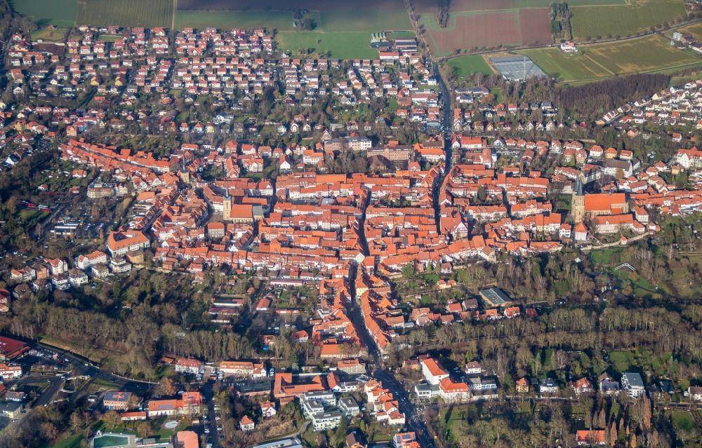 Luftaufnahme Duderstadt - Altstadtbereich und Innenstadtzentrum in Duderstadt im Bundesland Niedersachsen, Deutschland