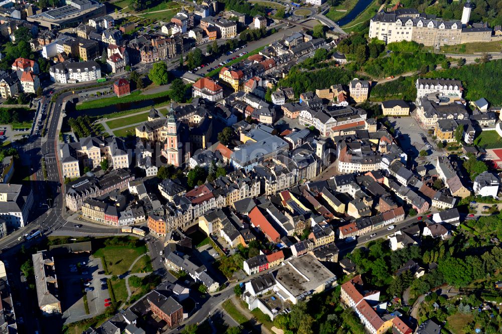 Luftaufnahme Greiz - Altstadtbereich und Innenstadtzentrum in Greiz im Bundesland Thüringen, Deutschland