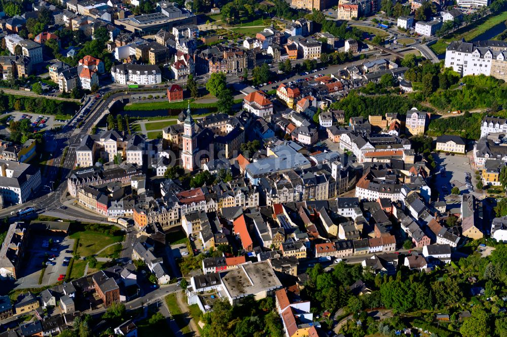 Greiz von oben - Altstadtbereich und Innenstadtzentrum in Greiz im Bundesland Thüringen, Deutschland