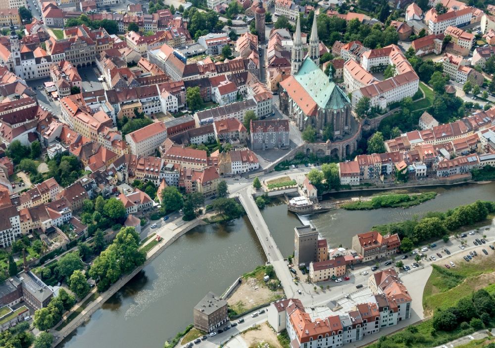 Görlitz aus der Vogelperspektive: Altstadtbereich und Innenstadtzentrum in Görlitz im Bundesland Sachsen, Deutschland