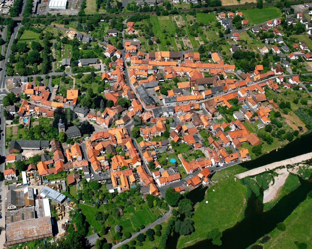 Luftbild Hedemünden - Altstadtbereich und Innenstadtzentrum in Hedemünden im Bundesland Niedersachsen, Deutschland