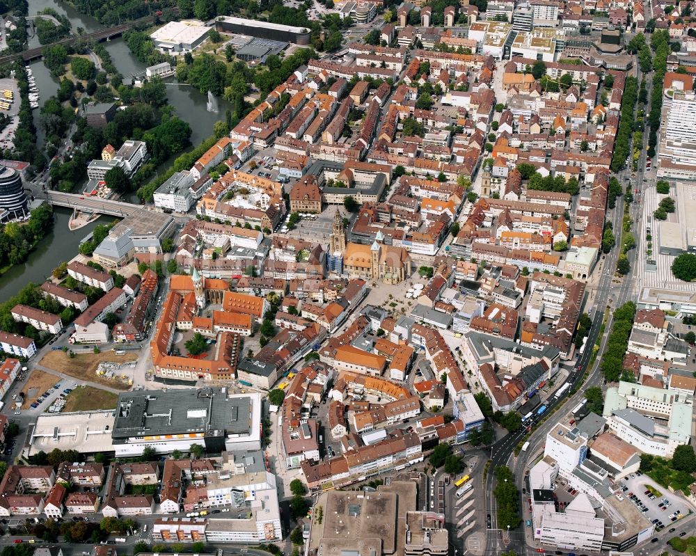 Luftaufnahme Heilbronn - Altstadtbereich und Innenstadtzentrum in Heilbronn im Bundesland Baden-Württemberg, Deutschland